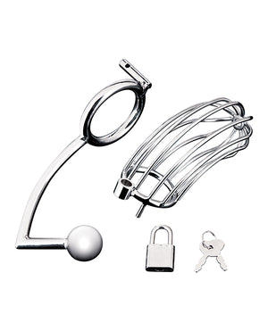 Blue Line Blue Line Cock Cage w/Anal Stimulator - Silver - Image 4