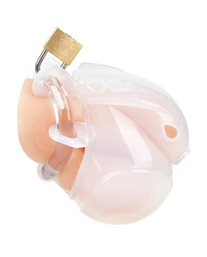 Blue Line Full Restraint Silicone Cock &amp; Balls Chastity Device - 100% Coverage White - Image 3