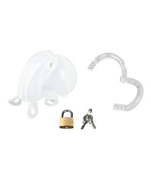 Blue Line Full Restraint Silicone Cock &amp; Balls Chastity Device - 100% Coverage White - Image 4