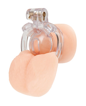 Blue Line Acrylic See Thru Mini Cock Micro Chastity Cage - Image 2