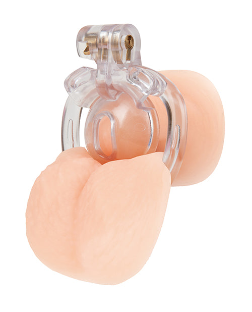 Blue Line Acrylic See Thru Mini Cock Micro Chastity Cage - Image 2