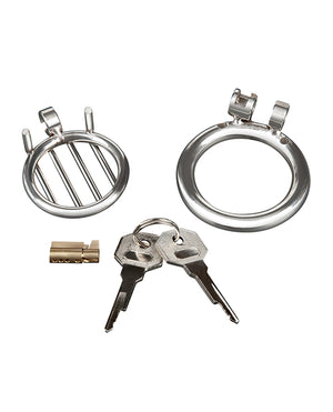 Blue Line Stainless Steel Inverted Micro Jail Time Chastity Cage - Image 4