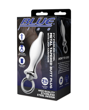 Blue Line Blue Line 2.5" Stainless Steel Metal Tapered Butt Plug With Loop Hardware