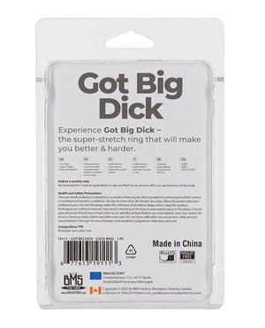 Power Bullet Got Big Dick Single Bumper Ring - Black - Image 2