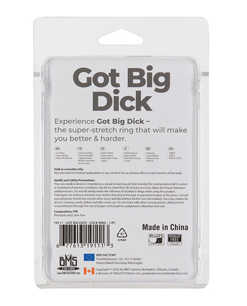 Power Bullet Got Big Dick Single Bumper Ring - Black - Image 2