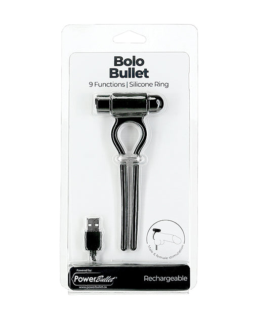 Power Bullet Bolo Bullet Vibrating Adjustable Cock Tie - Black - Image 2