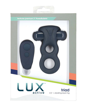 Lux Active Lux Active Triad 4.5" Vibrating Dual Ring w/Remote - Dark Blue - Image 2