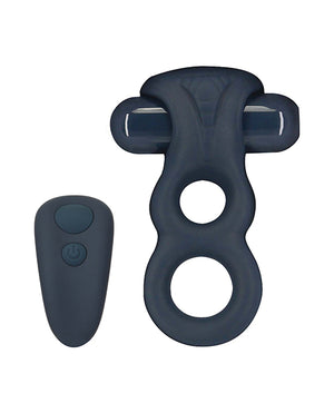 Lux Active Lux Active Triad 4.5" Vibrating Dual Ring w/Remote - Dark Blue - Image 3