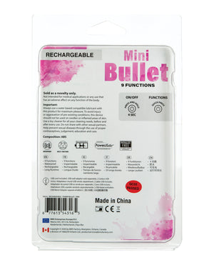 Power Bullet Mini Bullet Rechargeable Bullet - 9 Functions Pink - Image 4