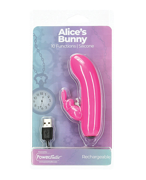 Power Bullet Alice's Bunny Rechargeable Bullet w/Rabbit Sleeve - 10 Functions Pink - Image 2