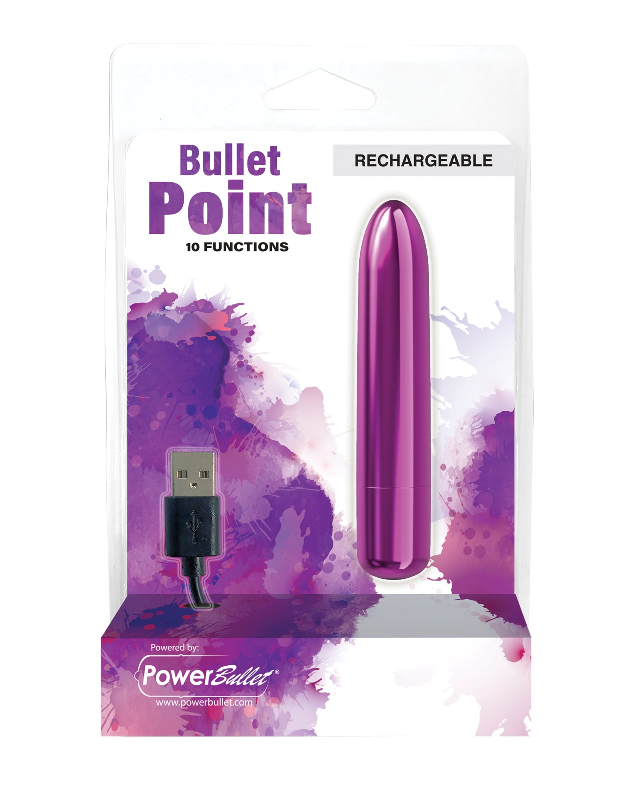 Power Bullet Bullet Point Rechargeable Bullet - 10 Functions Purple