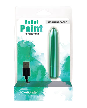 Power Bullet Bullet Point Rechargeable Bullet - 10 Functions Teal - Image 3