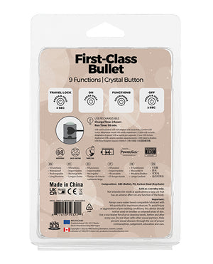 Power Bullet First Class Mini Rechargeable Bullet w/Crystal - 9 Functions Rose Gold - Image 3