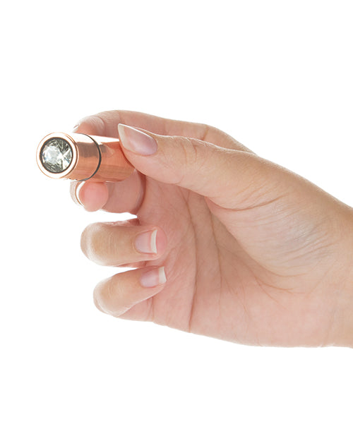 Power Bullet First Class Mini Rechargeable Bullet w/Crystal - 9 Functions Rose Gold