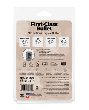 Power Bullet First Class Mini Rechargeable Bullet w/Crystal - 9 Functions Silver - Image 3