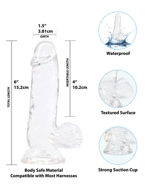 Crystal Addiction Crystal Addiction 6" Dong - Clear - Image 4