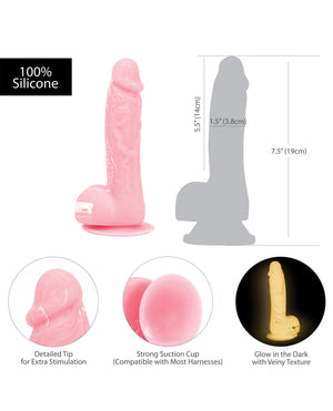 Addiction Addiction Brandon 7.5" Glow in the Dark Dildo - Pink - Image 5