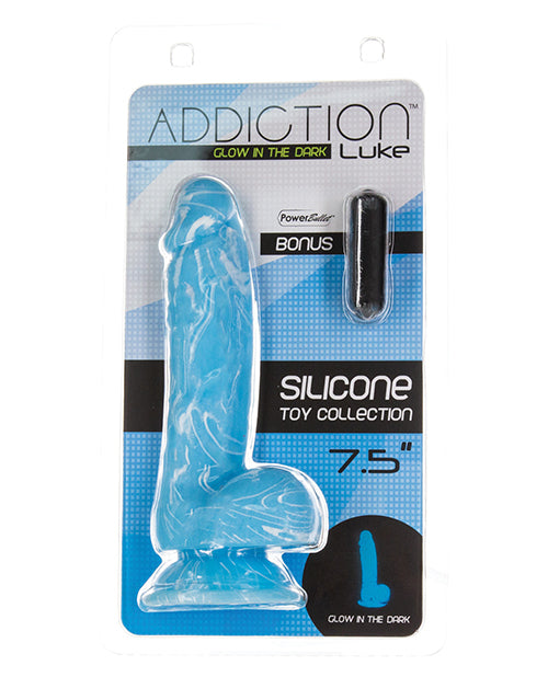 Addiction Addiction Luke Glow in the Dark 7.5" Dildo - Blue