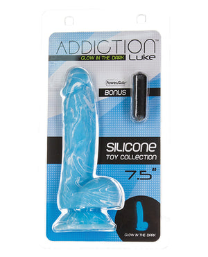 Addiction Addiction Luke Glow in the Dark 7.5" Dildo - Blue