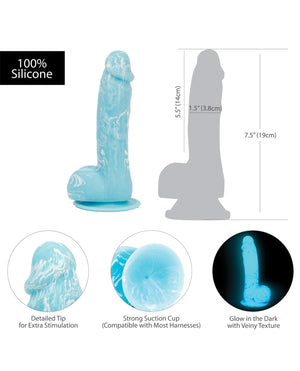 Addiction Addiction Luke Glow in the Dark 7.5" Dildo - Blue - Image 3