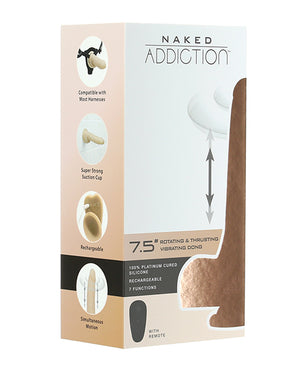Naked Addiction Naked Addiction The Freak 7.5" Rotating &amp; Thrusting Vibrating Dong - Ivory