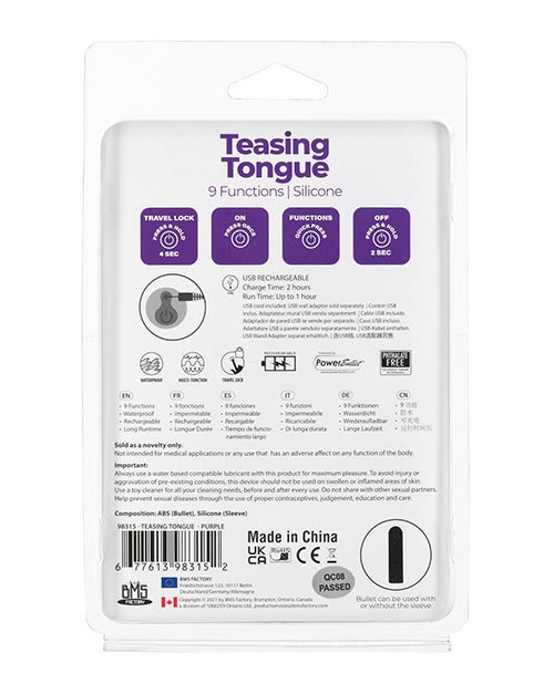 Power Bullet Teasing Tongue - 9 Functions Purple - Image 2