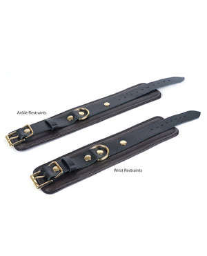 Spartacus Spartacus Wrist Restraints - Brown Leather w/Gold Accent Hardware - Image 3