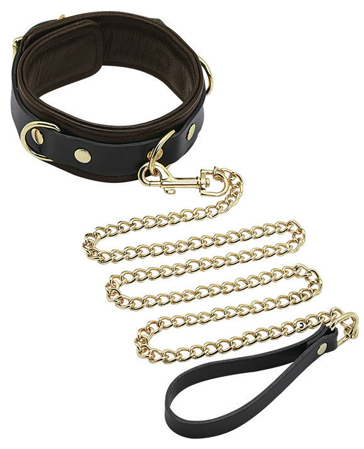 Spartacus Spartacus Collar &amp; Leash - Brown Leather w/Gold Accent Hardware
