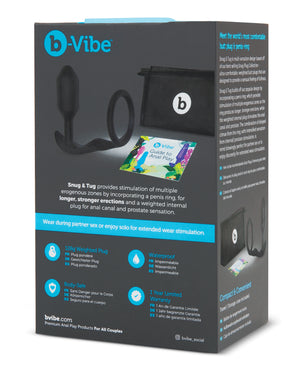 b-vibe b-Vibe Snug &amp; Tug Weighted Silicone &amp; Penis Ring - 128 g Black - Image 4