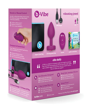 b-vibe b-Vibe Remote Control Vibrating Jewel Plug (S/M) - Fuchsia - Image 2