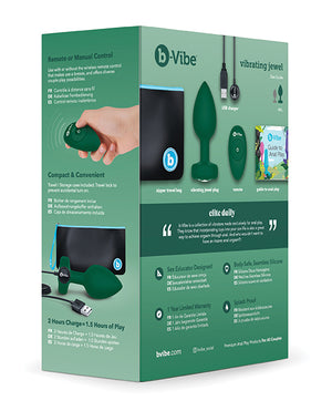 b-vibe b-Vibe Remote Control Vibrating Jewel Plug (M/L) - Emerald Green