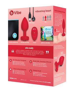 b-vibe b-Vibe Vibrating Heart Plug M/L - Red - Image 3