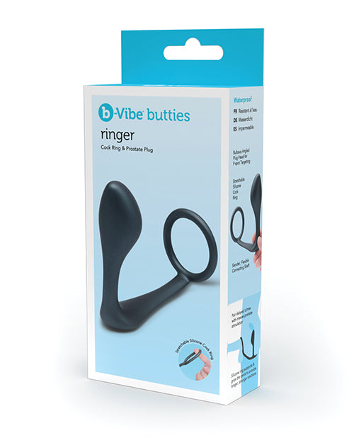 b-vibe b-Vibe Butties Ringer Cock Ring &amp; Prostate Plug - Black