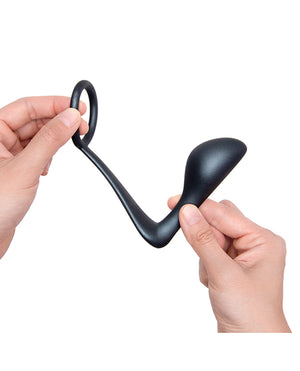 b-vibe b-Vibe Butties Ringer Cock Ring &amp; Prostate Plug - Black - Image 4