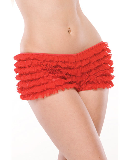 Coquette Ruffle Shorts w/Back Bow Detai Red O/S