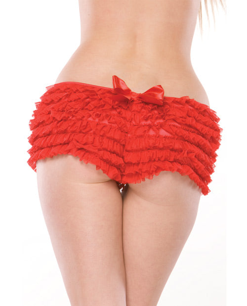 Coquette Ruffle Shorts w/Back Bow Detai Red O/S - Image 2