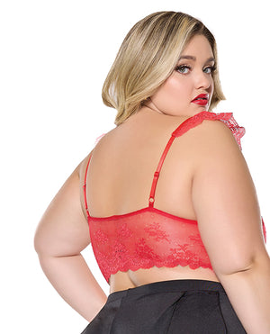 Coquette Scallop Stretch Lace Soft Cup Bralette - Red QN - Image 2