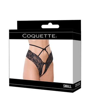 Coquette Lace Hipster Panty w/Bow Detail - Black SM - Image 4