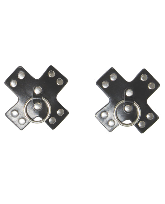 Coquette Studded Cross Reusable Pasties - Black O/S