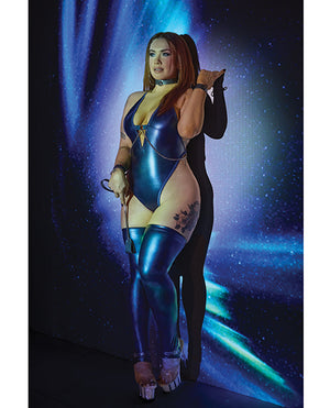 Darque Darque Midnight Wet Look Teddy - Blue QN - Image 3