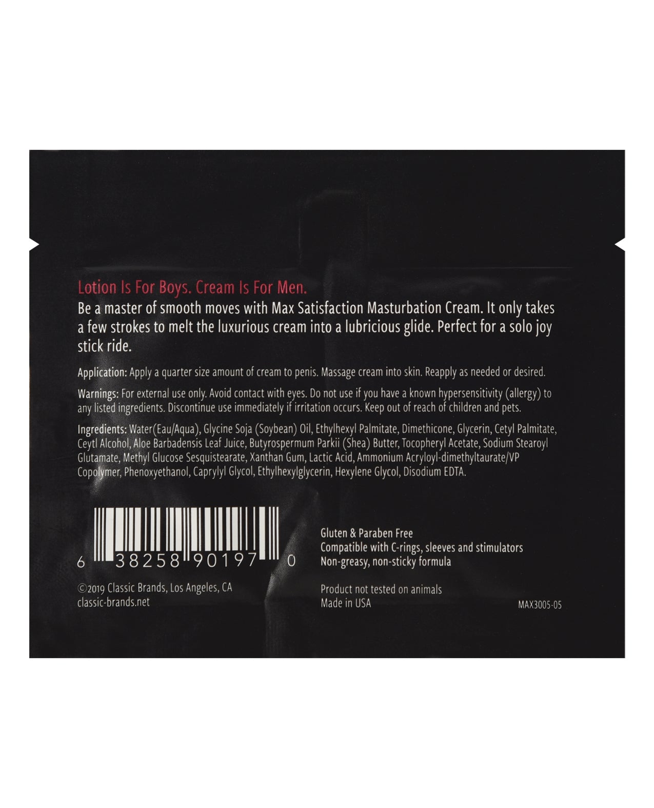 Max 4 Men Max Satisfaction Masturbation Cream Foil - 6 ml Pack of 24