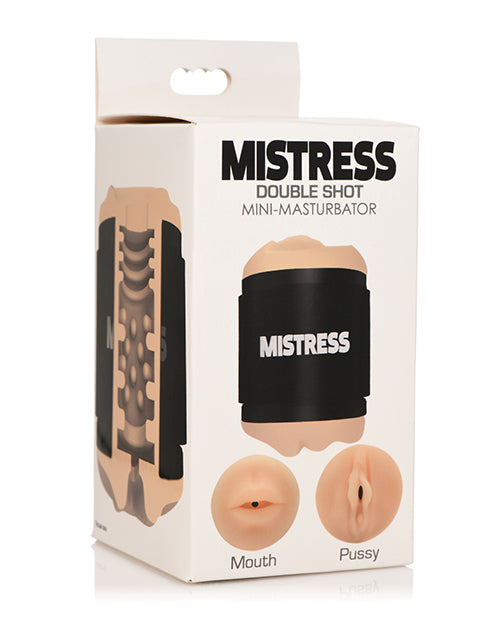 Mistress Curve Toys Mistress Double Shot Mini Masturbator Mouth &amp; Pussy - Light
