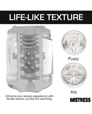 Curve Toys Mistress Double Shot Pussy & Ass Mini Masturbator - Clear - Image 4