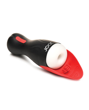 Jock Curve Toys Jock Sucking &amp; Vibrating Masturbator - Black/Red - Image 2
