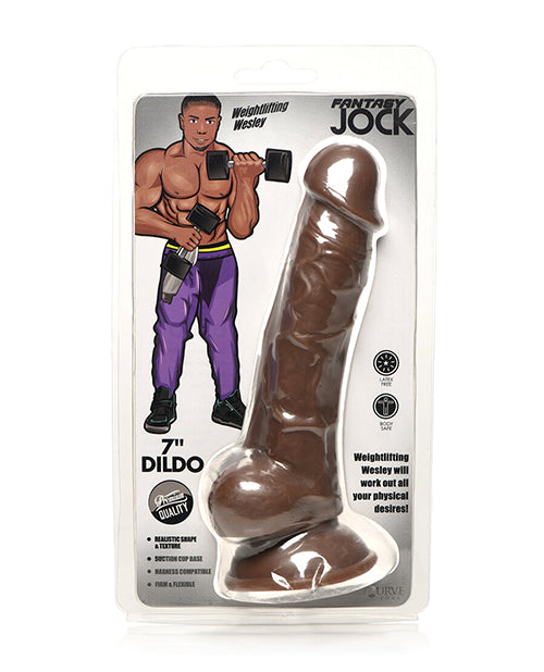 Jock Curve Toys Fantasy Jock Weightlifting Wesley 7" Dildo w/Balls - Dark