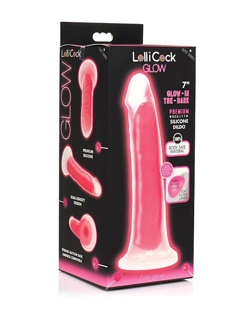 Lollicock Curve Toys Lollicock 7" Glow In The Dark Silicone Dildo - Pink