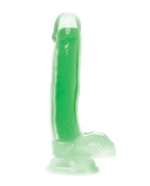 Lollicock Curve Toys Lollicock 7" Glow In The Dark Silicone Dildo w/Balls - Green - Image 3