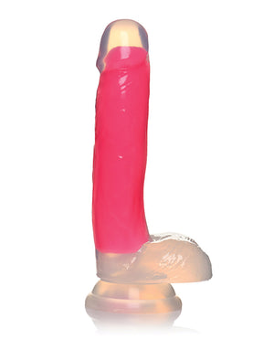 Lollicock Curve Toys Lollicock 7" Glow In The Dark Silicone Dildo w/Balls - Pink - Image 3