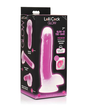 Lollicock Curve Toys Lollicock 7" Glow In The Dark Silicone Dildo w/Balls - Purple
