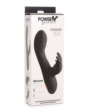 Power Bunnies Curve Toys Power Bunnies Cuddles 10x Silicone Rabbit Vibrator - Black